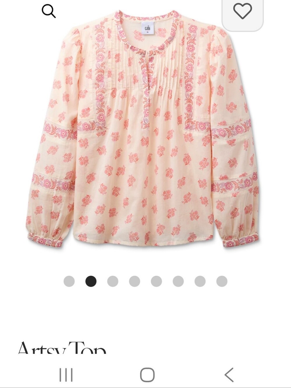 CAbi Pink Floral Pintuck Blouse - Picture 5 of 10